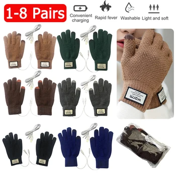 1-8 двойки USB Топли Ръкавици с нагревател за Ръце, Практични и Ветроупорен Ръкавици с Постоянна Температура, Топли Меки Носимые Зимни Ръкавици за Мъже