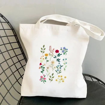 2021 Купувач Пролетно Чанта-Тоут С Ботаническата Принтом, дамски чанти-тоут в стил Харадзюку, пазарска чанта на рамото за момичета, Дамски Холщовая Чанта