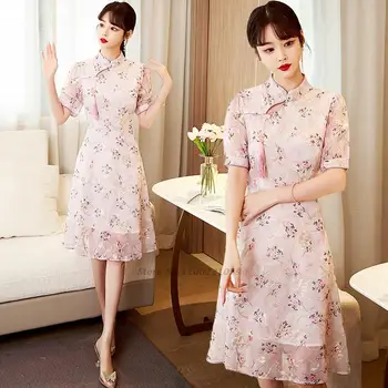2022 китайското рокля чонсам-секси дантелено ципао източното националното цвете дантелено ципао с бродерия в елегантна вечерна рокля източното рокля
