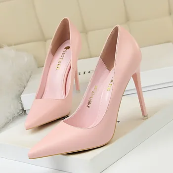 2023 модни прости Дамски Обувки-лодки, Модни Обувки На висок ток, Черни, Розови, Бели Обувки, Дамски Сватбени обувки, Дамски обувки на висок ток