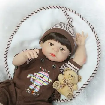 22 инча сладки напълно силиконови кукли реборн водоустойчив кукла за момичета детски играчки за деца от 56 см всичко е винил кукли за новородени момичета poppen