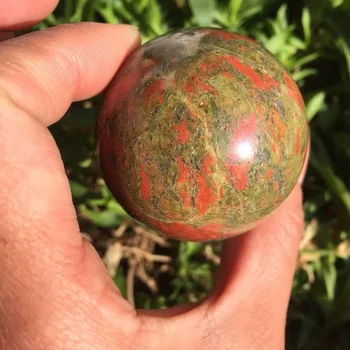 45 мм енергиен скъпоценен камък добър Натурален унакит яспис Кристален обхват на медитация рейки исцеляющий магически топка за коледен подарък