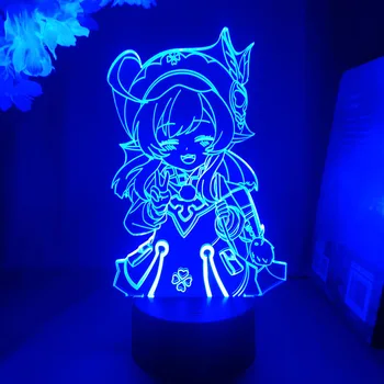 Genshin Impact Klee лека нощ 3D Led Акрилни Подарък За Феновете на Гореща Игра Светлина за Декор на Спалнята Атмосферата Нощни Лампи Детски Подарък