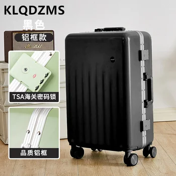 KLQDZMS 20-инчов Нов Студентски Куфар с Алуминиева Рамка, Чанта за ръчен Багаж, Здрава Универсална Количка за багаж на Колела
