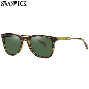 Swanwick поляризирани слънчеви очила за мъже квадратни очила ацетат ретро TR90 дограма мъжки шофиране високо качество подаръци за рождения ден на лятото