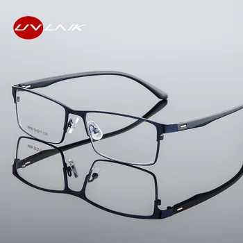 UVLAIK Пълна Дограма Анти Синя Светлина Блокер Оптични Очила За Късогледство Мъжки Ретро Метална Дограма за Очила От Сплави С Ефект на Памет на Квадрат За Жени