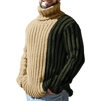 Мъжката есенно-зимния нов пуловер в контрастен цвят с сращиванием, мъжки пуловер с дълъг ръкав и висока воротом, тенденция sy0136