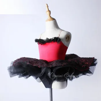 Рокля на Балерина За Момичета, Балет Танцови, Червено и Черно Балетное Рокля-пакетче 