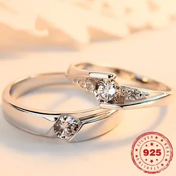 Стерлинговое Цвят Сребро 925 клетва отношение на ing откриването на дамска мода прост студентски диамант пръстен crystal дамски бижута bizuteria