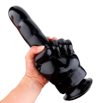 Супер голям среден пръст лесби секс играчка е огромен вибратор хип вилица мъжки масаж на простатата жена анално разширение подуване на корема